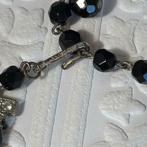 Vintage Black Faceted Double Strand Necklace 14”-16” - Picture 8 of 11